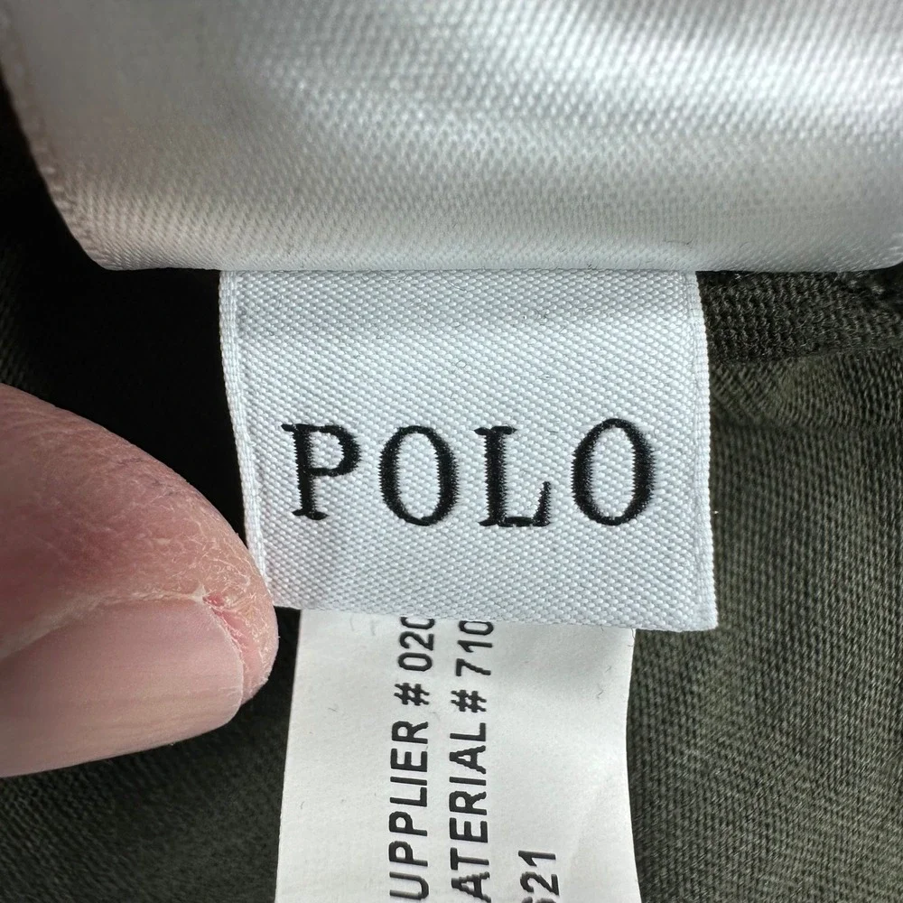 Polo Ralph Lauren Long Sleeve T-Shirt Mens L Large Olive Green Purple Pony Logo